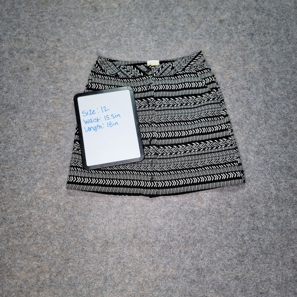 Maeve Women's Size 12 Skirt‎ Black White Geometric Print Career Casual